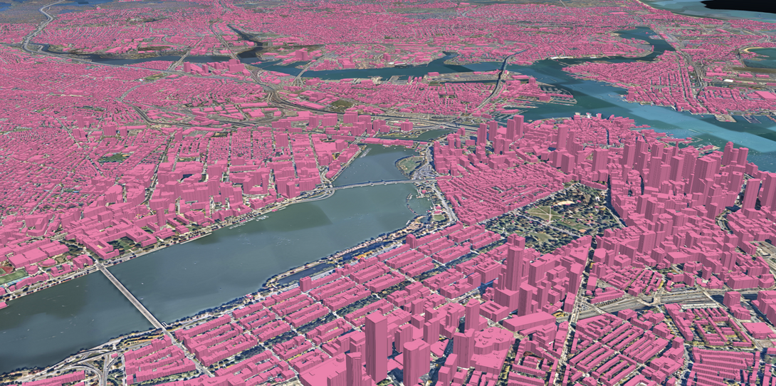 A sample of 3D building data in Boston, Massachusetts.